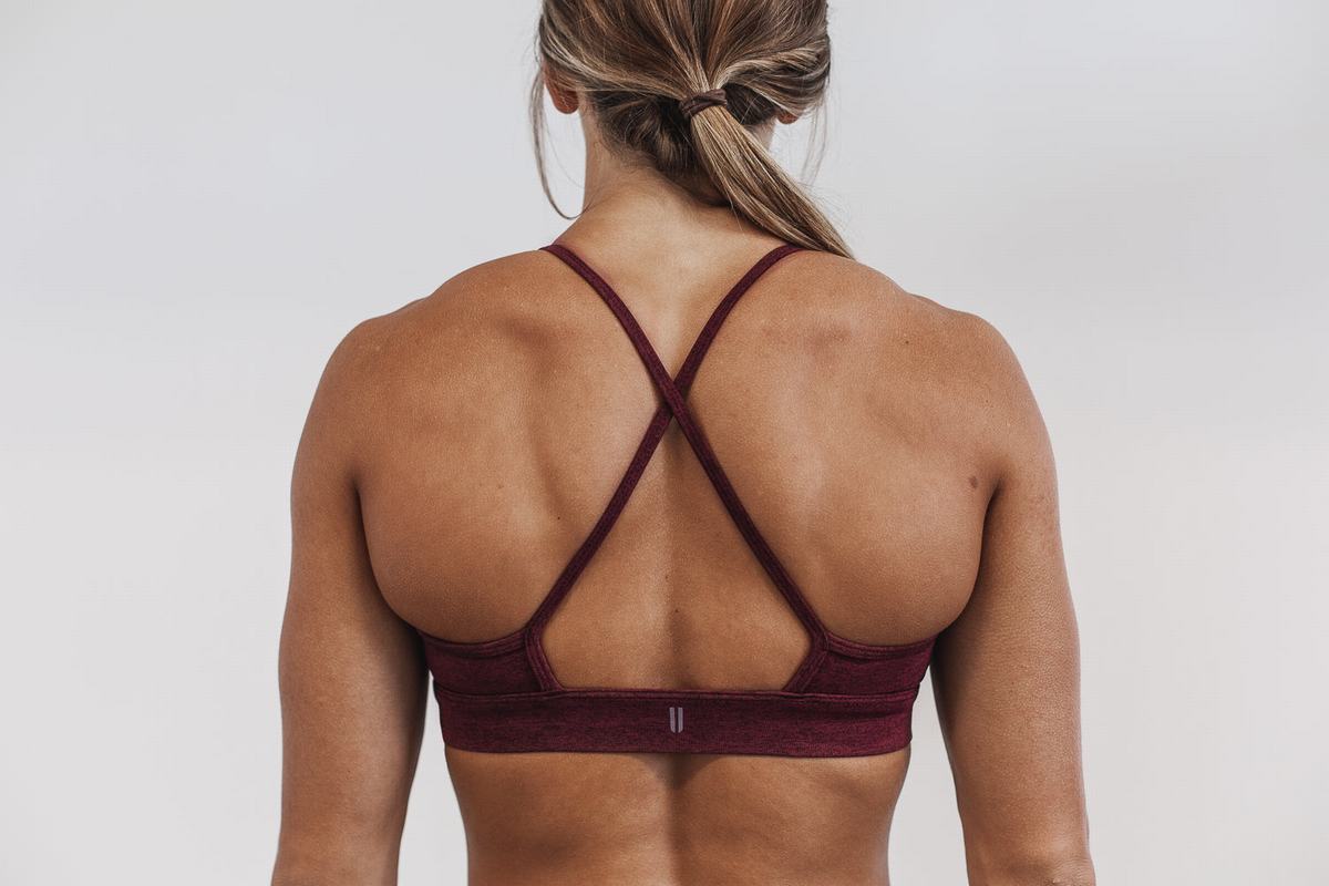 Nobull High-Neck Plush Heather Women's Sports Bras Dark Red | Australia (MO0642)